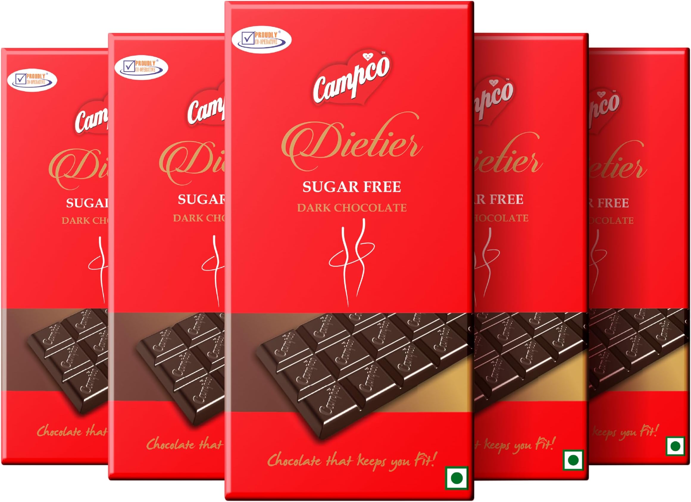 Campco Dietier Sugar-Free Dark Chocolate Bar, 50g (Pack of 5)