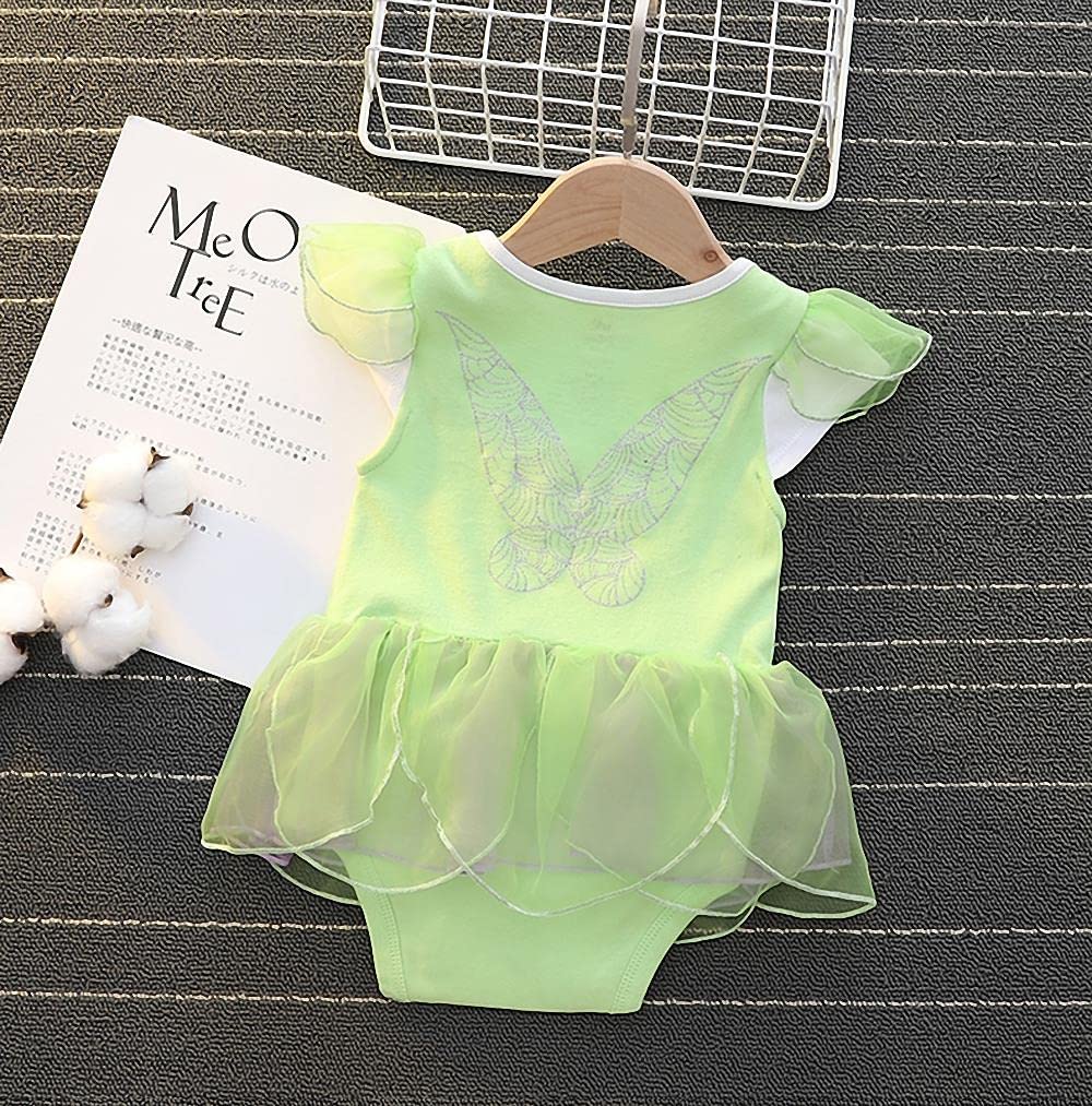 Lito Angels Baby Girls Fairy Girl Fancy Fairy Dress Up Costume Infant Bodysuit Romper with Bow Headband Age 6-9 Months, Green 334 - Image 2