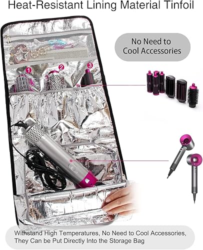 Miniatura 2 de Bolsa de viaje para secadora de pelo, compatible con Dyson Airwrap Styler, bolsa de almacenamiento portátil con aislamiento térmico, bolsa de