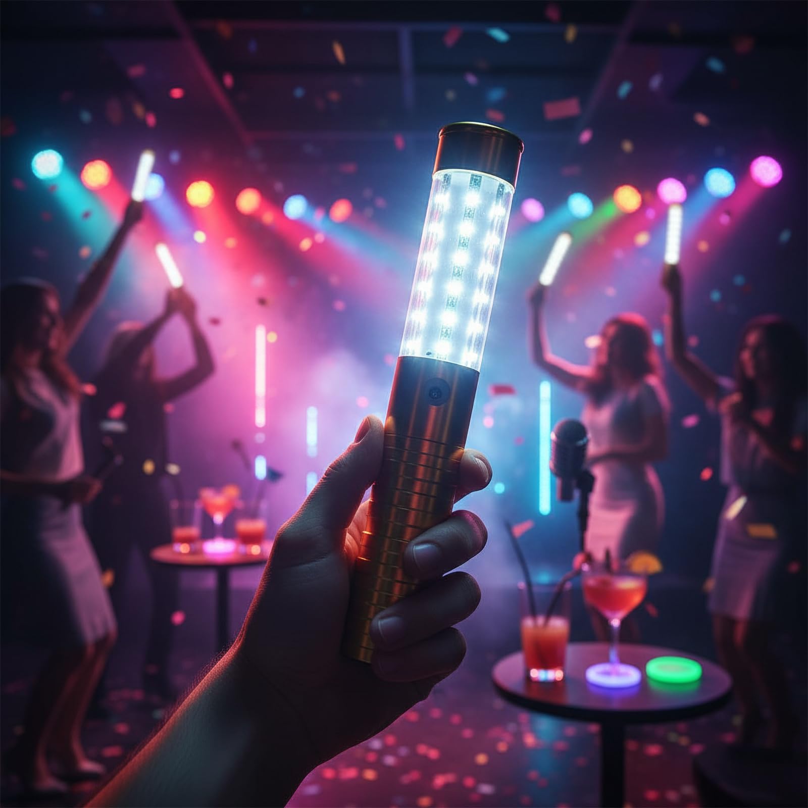 ACMHNC Luces Estroboscópicas LED, USB Recargable Para Botella de Vino, Bastón Luminoso, 1800 mAh Batería, Barras Luminosas Para Fiestas, Ktv, Bar, Club, Cumpleaños, Luz Blanca, Dorada