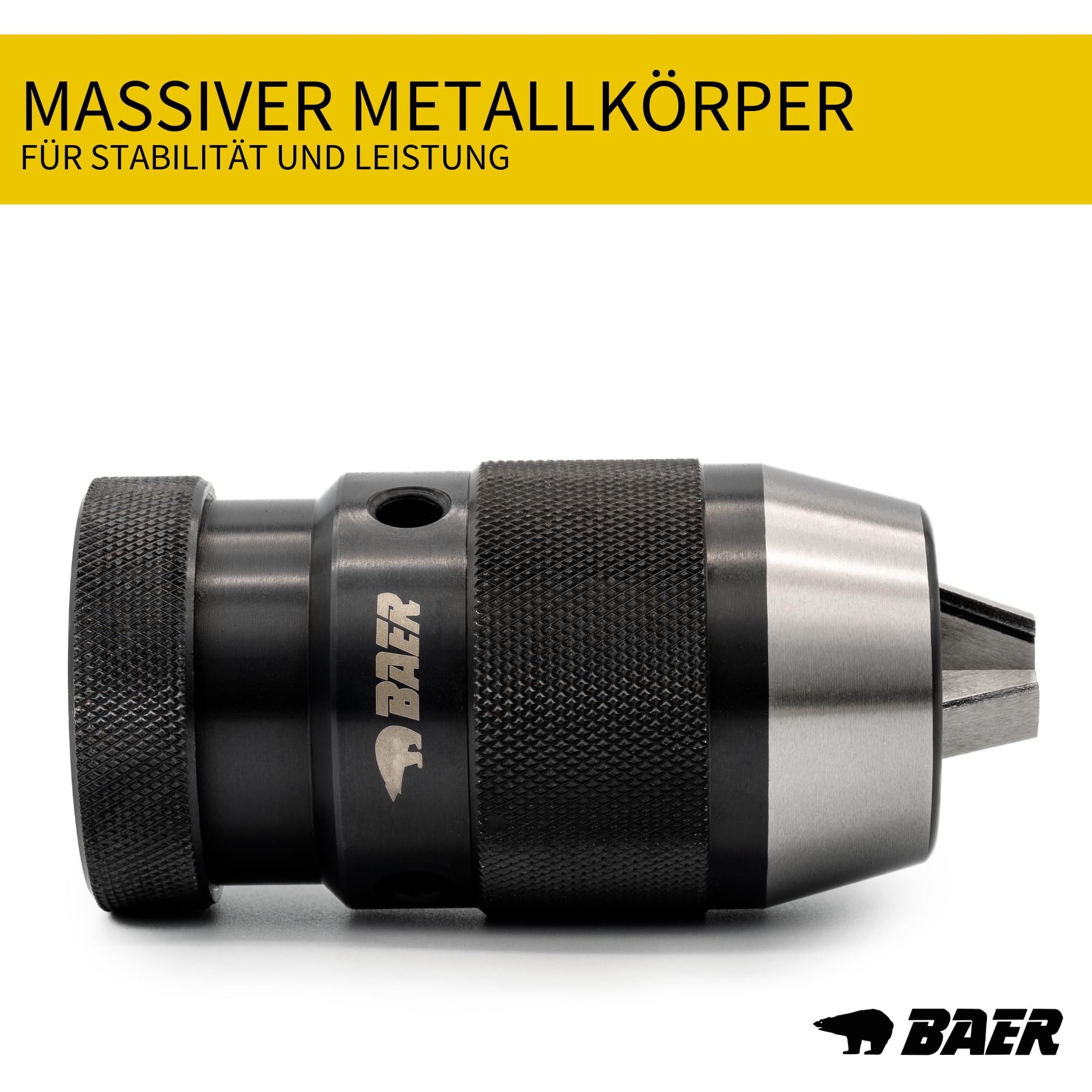 BAER Mandrino per Trapano con filettatura 1,0 – 13 mm, UNF 1/2 x 20, ad alta precisione, Mandrino a sgancio rapido, Martello perforatore, di qualità, Testa di foratura