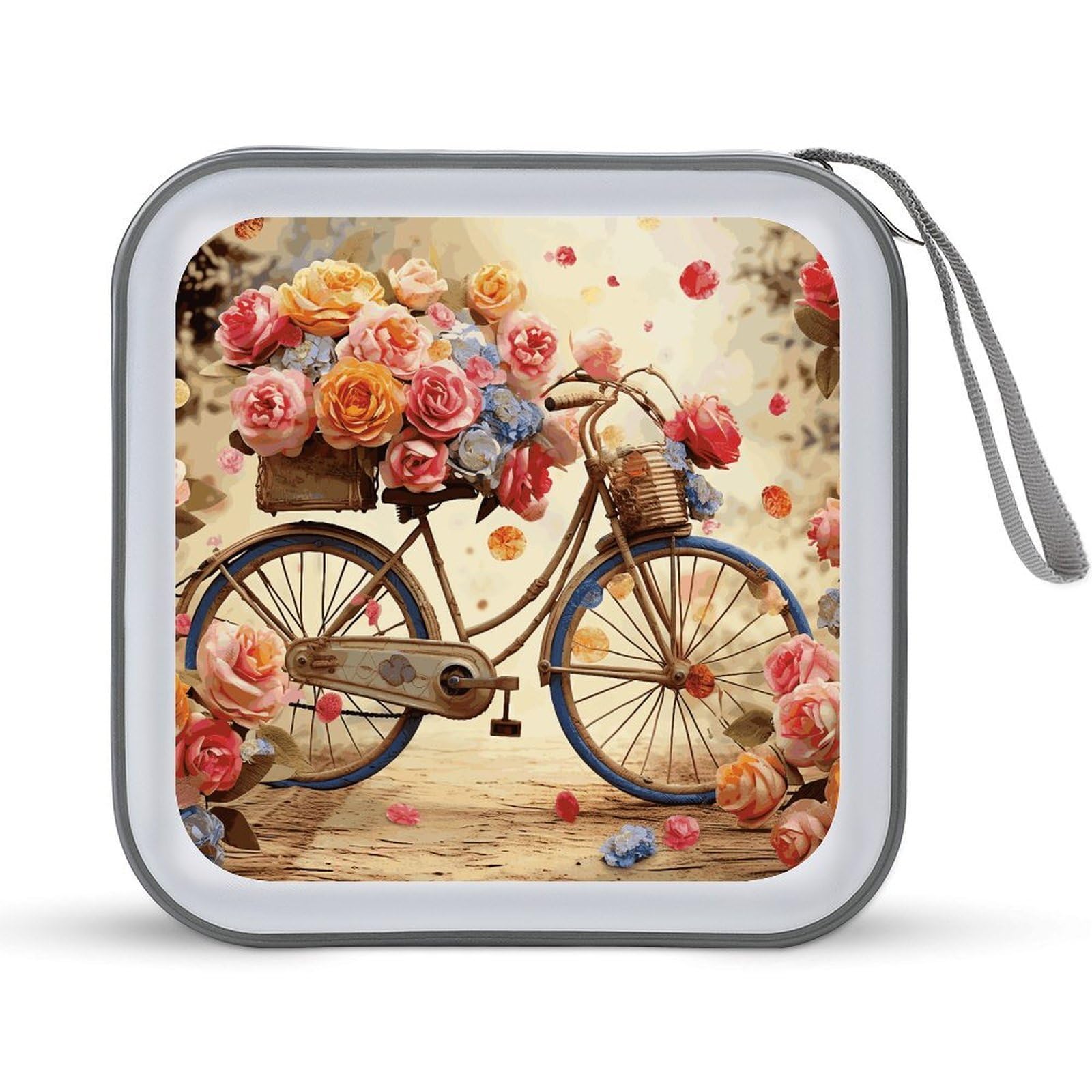 VstaDank Flower Bicycle DVD Case 40 Capacity Protective Storage Organizer Binder Booklet Album Portable Disc Wallet Car CD Disk Holder Hard Plastic CD Cases CD DVD Case Holder