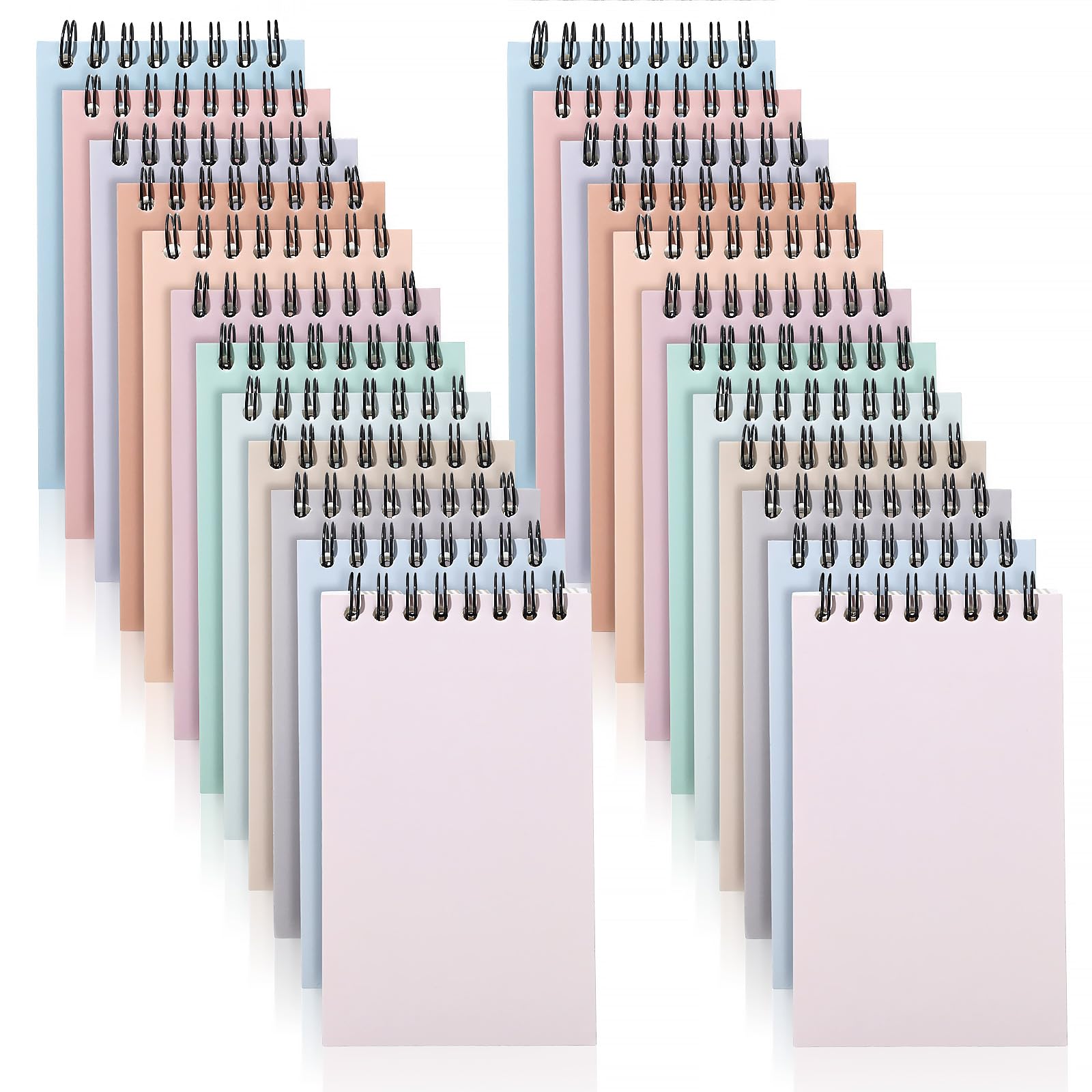 Seajan 24 Pcs Pastel Small Notebook with Lined Pages 3 x 5 Inches Pocket Spiral Notepads Small Spiral Notebook Lined Memo Pad Pocket Sized Notebook for Home College Office Writing Supplies, 12 Colors