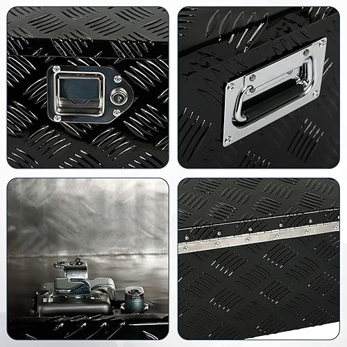 Miniatura 4 de confote Caja de herramientas chapada en aluminio resistente con rayas de aluminio, caja de herramientas para camioneta, caravana, remolque,