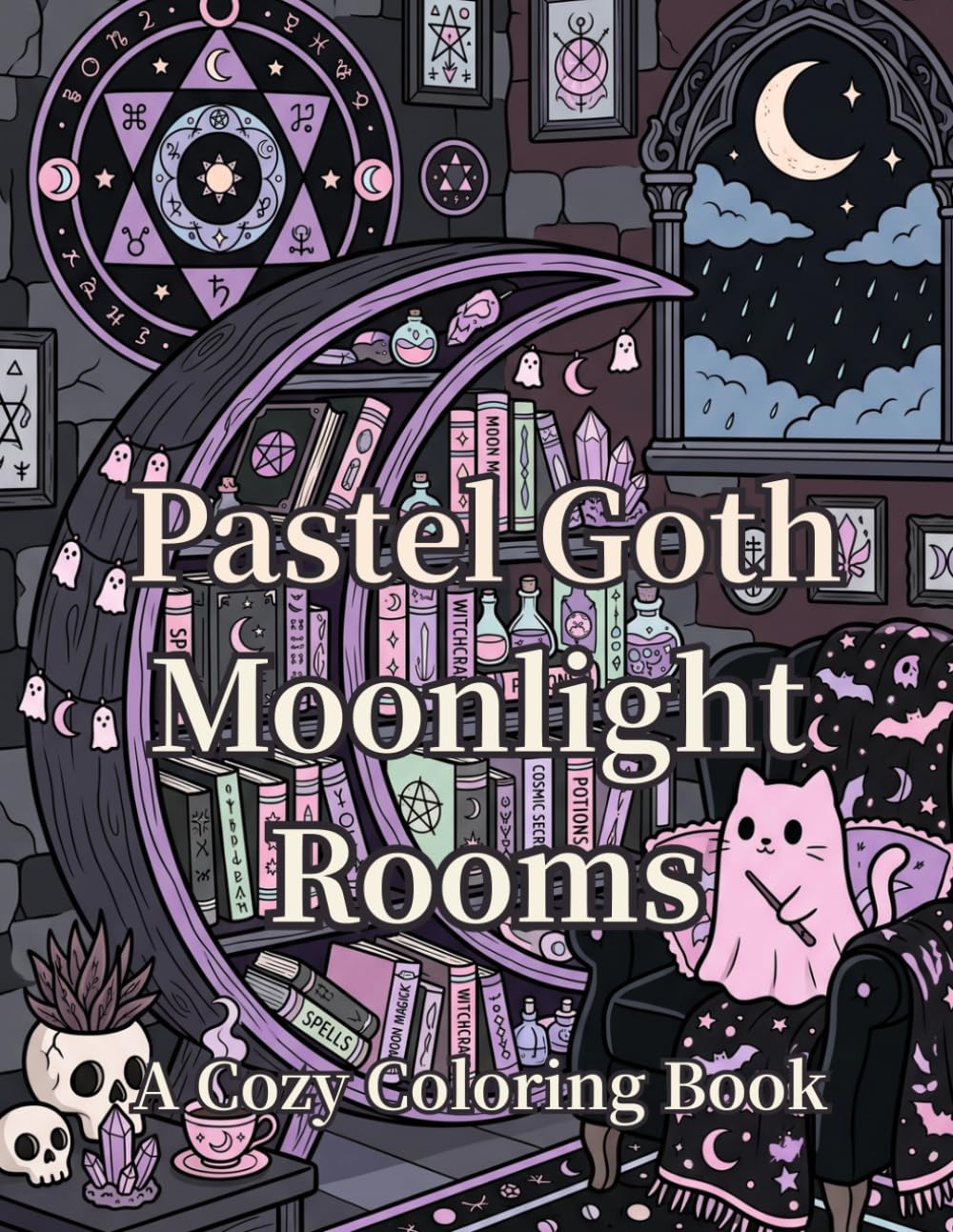 Pastel Goth Moonlight Rooms: A Cozy Coloring Book of Kawaii Spooky Rooms