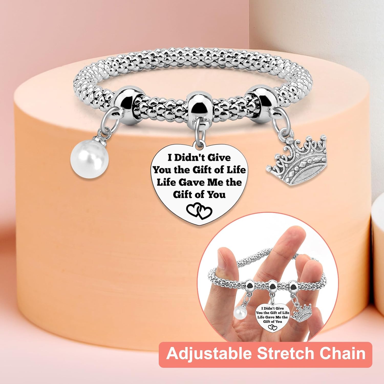 Daughter in Law Bracelet for Woman Thank You Gifts for Stepdaughter Daughter in Law Wedding Gifts Bracelet for Her from Mother Christmas Birthday Presents for Stepdaughter from Mom Stretch Jewelry - Image 3