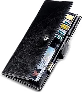 Amazon.com: Huztencor Checkbook Cover Registers Leather RFID Blocking ...