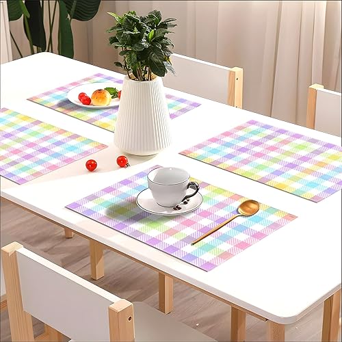 Miniatura 2 de Nepnuser Juego de 4 manteles individuales de lino con diseño de búfalo de Pascua, rústicos, para decoración de mesa de comedor, cocina, hogar,