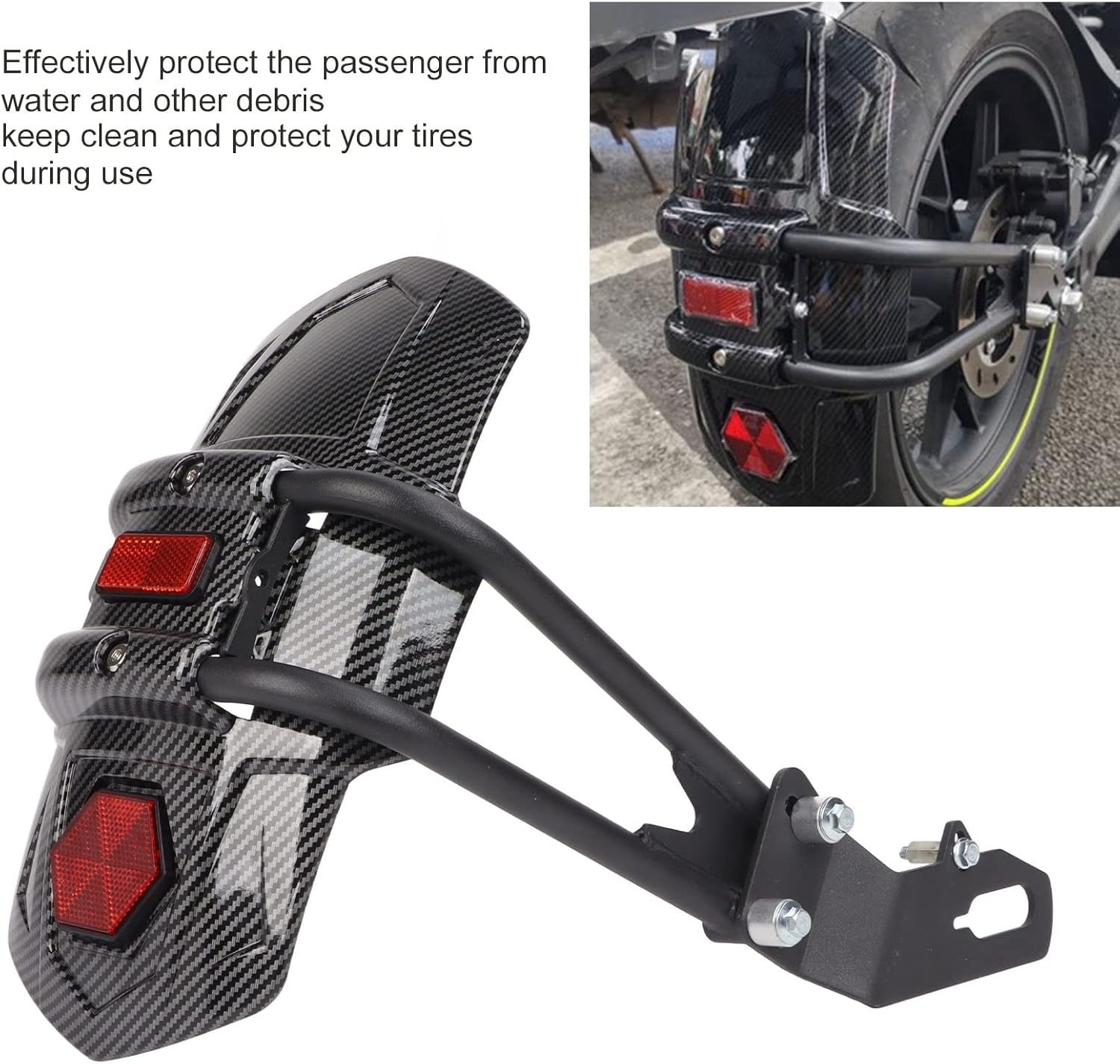Motorcycle Splash Guard, Rear Wheel Cover Splash Guard, Motorcycle Rear Wheel Mudguard Carbon Fibre Splash Guard Universal Motorbike Refitting