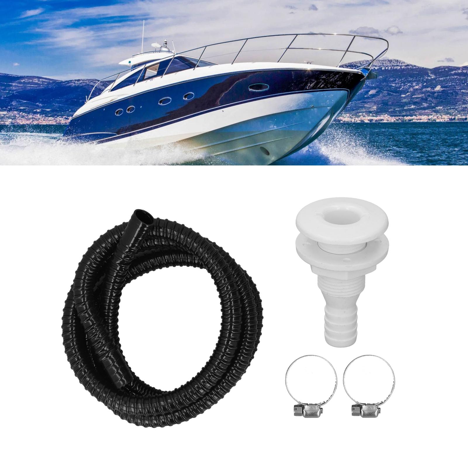 Kit di Installazione per Pompa di Sentina Marina Tubo da 6,7 ​​piedi per Pompe di Sentina con Uscita da 3/4 Pollici Kit Idraulico per Pompa di Sentina a Prova di Perdite