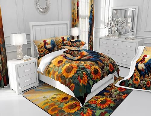 Miniatura 7 de Cortinas de oscurecimiento de pollo (2 paneles, 38 x 54 pulgadas), cortinas de girasol para dormitorio, sala de estar, granja, animales rústicos,