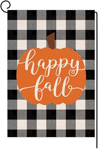 BLKWHT Bandera de jardĂn de calabaza de otoño de 12 x 18 pulgadas, vertical, doble cara, azul, otoño, AcciĂłn de Gracias, vacaciones, decoraciones BLKWHT Bandera de jardĂn de calabaza de otoño de 12 x 18 pulgadas, vertical, doble cara, azul, otoño, AcciĂłn de Gracias, vacaciones, decoraciones