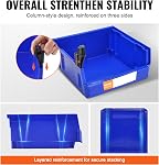VEVOR Plastic Storage Bin, (11-Inch x 11-Inch x 5-Inch), Hanging Stackable Storage Organizer Bin, Blue/Red, 6-Pack, Heavy Duty Stacking Containers for Closet, Kitchen, Office, or Pantry Organization