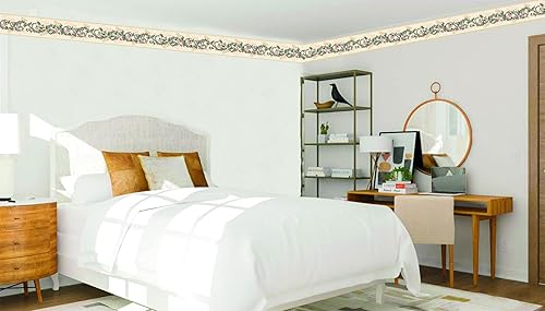 Miniatura 3 de Dundee Deco Papel tapiz con borde para despegar y pegar DDAZBD9125, flores florales verdes y rosadas sobre bordes de pared, diseño retro, 15 pies x