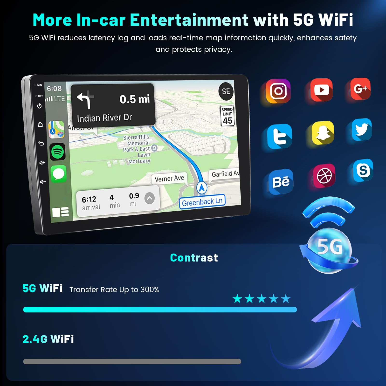 5G WiFi 4+64G Android Autoradio per Jeep Renegade 2016-2020, 9 Pollici IPS Touch Screen Stereo Auto con Wireless Carplay Android Auto Bluetooth5.0 FM/RDS GPS SWC AHD Retrocamera