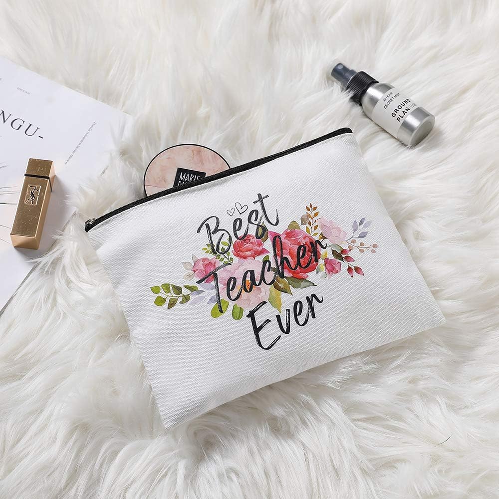 Charmoly Teacher Appreciation Gifts Teacher Gifts Best Teacher Ever Teacher Gifts for Women Teacher Makeup Bag Pouch image 4
