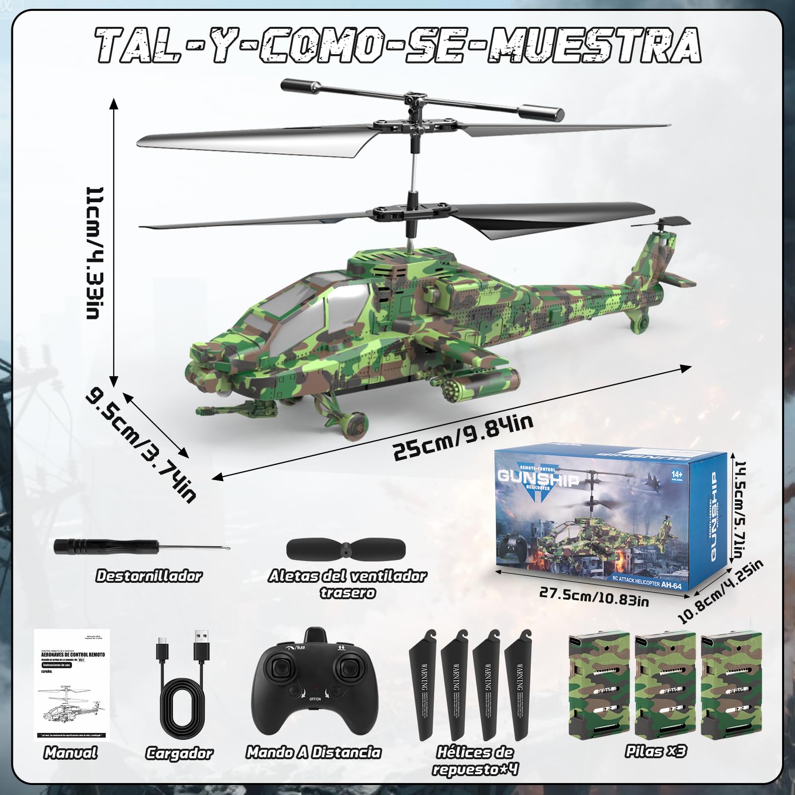 Charmofun Helicoptero Teledirigido, 2,4Ghz Helicoptero RC con Luz y 3 Baterías, 40 Minutos de Vuelo, 3,5 Canales Elicoptero Teleridijido niño, Avion Juguete Regalo para Niños de 8+ Años (Verde)