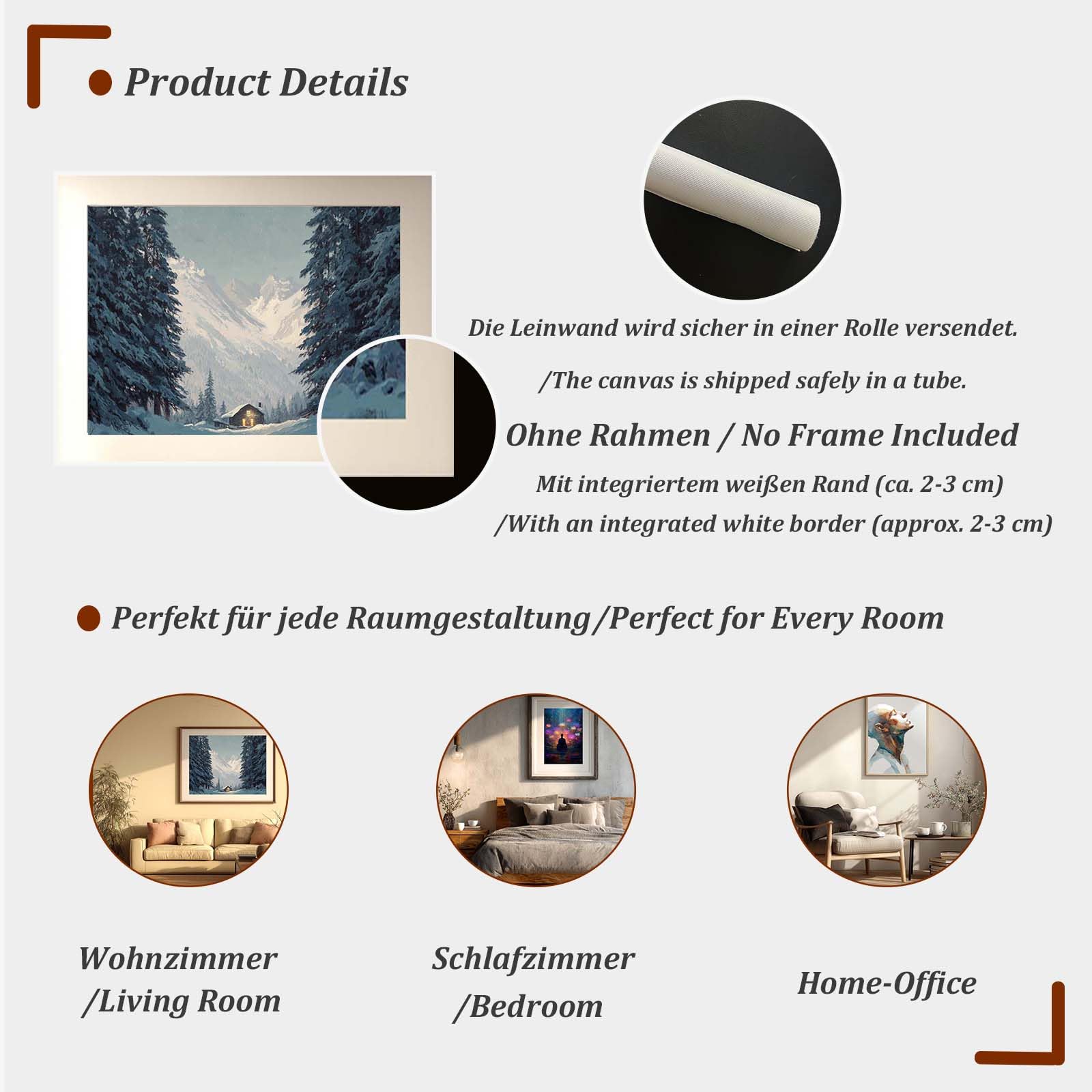 YLHKME Bilder Auf Leinwand, Winterlandschaft Natur Schnee Modern Leinwandbilder Kunstdruck Wandbilder Für Wohnzimmer Schlafzimmer Wohnkultur Deko (80X160CM,D-Ungerahmt)