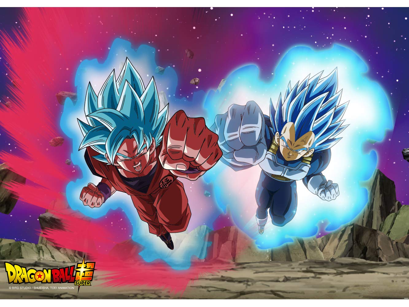 Oedim Fotomural Vinilo Adhesivo Dragon Ball Super Goku y Vegeta, Producto Oficial, Vinilo Adhesivo Decorativo para Habitaciones, decoración para Paredes, DBS