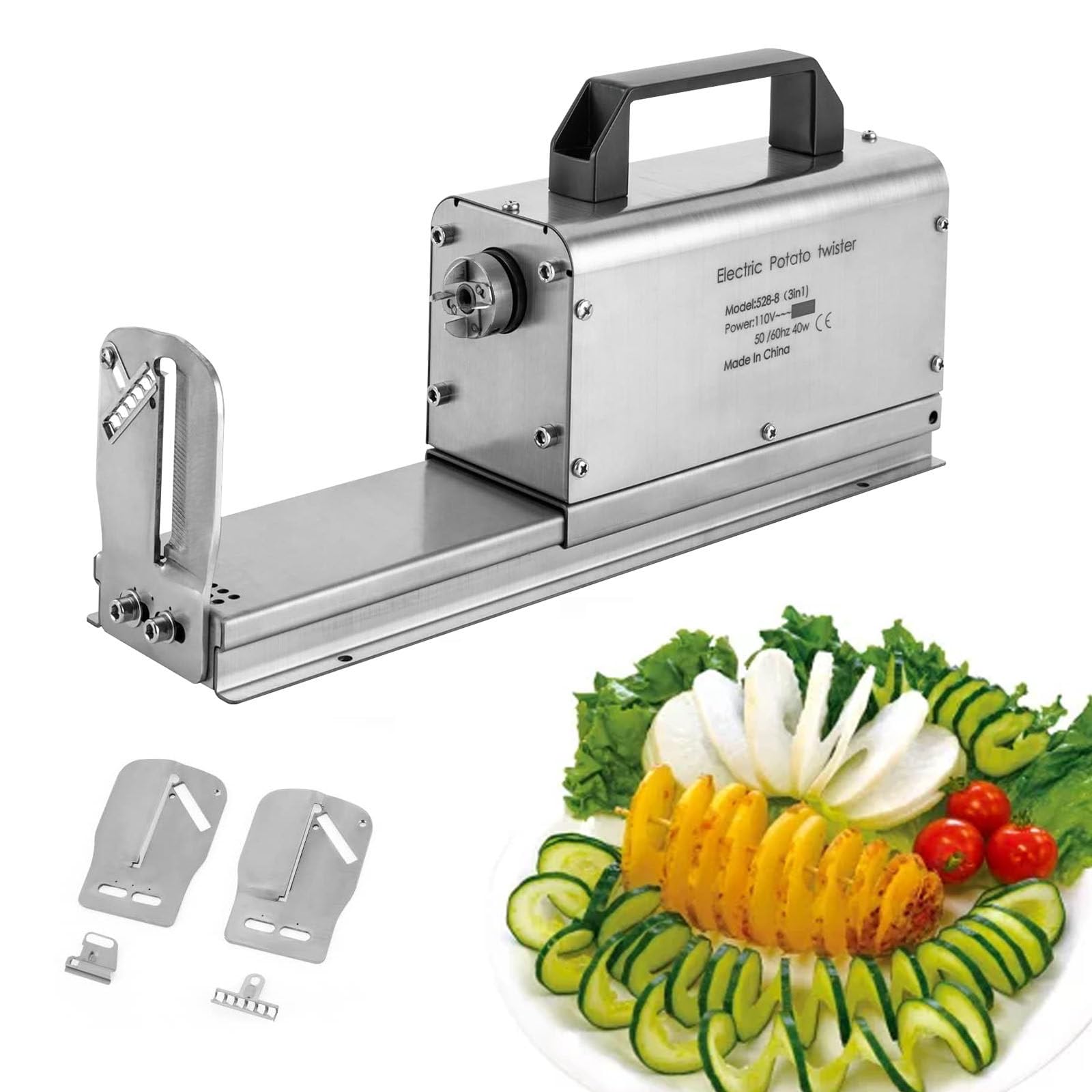 AYCDL Spiral Potato Slicer, Chip Tower Maker, Electric Tornado Potatoes Cutter French Fry Machine, for Home Commercial Use