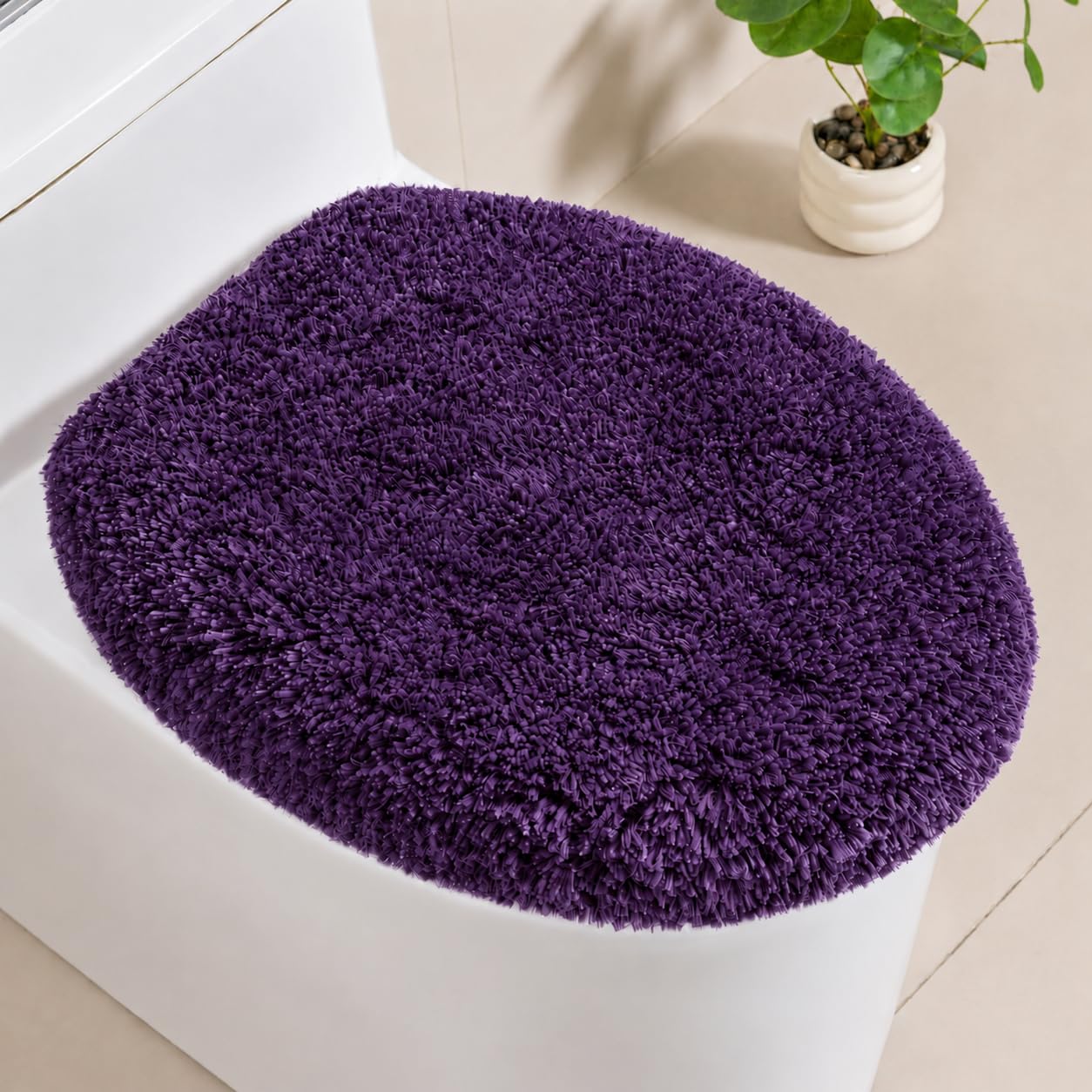 Microfiber Elongated Toilet Seat Cover, 19.5"x15" Machine Washable
