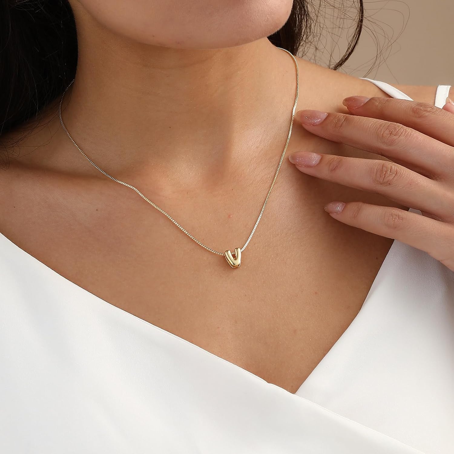 Bubble Initial Necklaces Dainty Letter Necklace Cute Name Choker Necklaces for Women Trendy Personalized Pendant Jewelry Gift for Women - Image 3