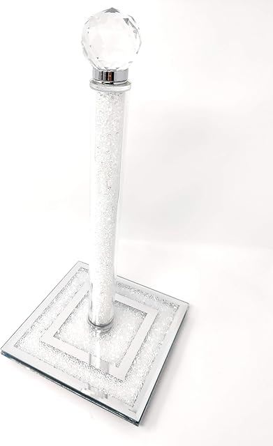 White Crushed Diamond Crystal 29cm Diamante Freestanding Chrome Kitchen Roll Holder for kitchen decoration