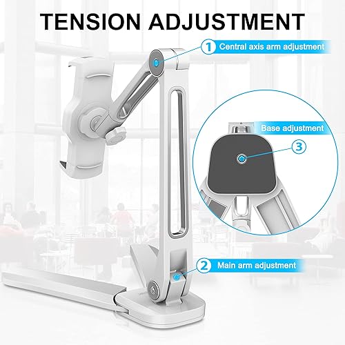 Miniatura 4 de AboveTEK Soporte para iPad Debajo del Gabinete, 3 en 1 Highflex 360° Soporte de Pared para iPads para Cocina, Soporte de Tableta para Techo Debajo