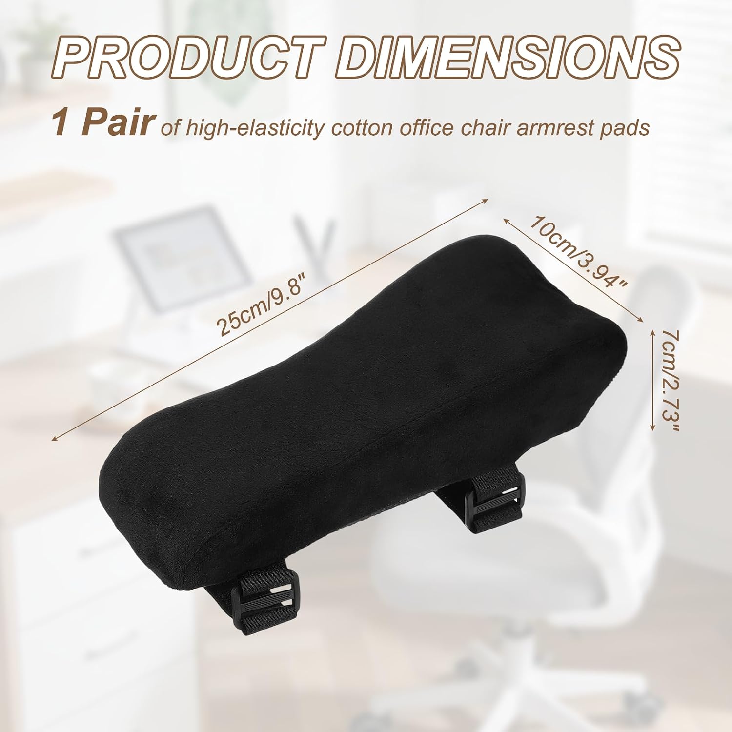 PATIKIL Office Chair Arm Pads, 1 Pair Office Chair Arm Cover Soft Office Chair Armrest Pads Elastic Memory Foam Cotton Removable Washable for Desk Computer Gaming, 25x10x7cm, Black