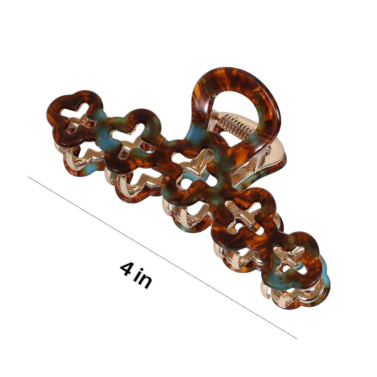 Metal Hair Claw Clip 4 Inch Strong Hold Hollow Flower Hair Clip French Design Acetate Hair Accessories for Women Girls, Tortoiseshell - Image 5