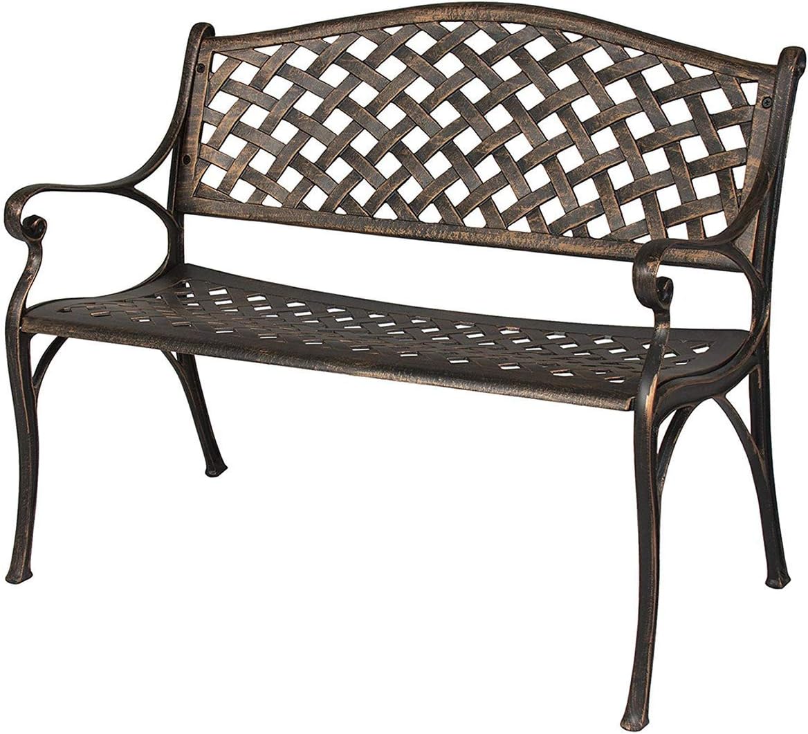 Copper Cast Aluminum Bench Is Weather Resistant and Rust Proof, Making It a Prime Piece for Any Outdoor Living Area, Porch, Patio, Garden, Deck or Balcony. This Stylish Garden Bench Creates a Perfect Park Setting in Any Backyard!