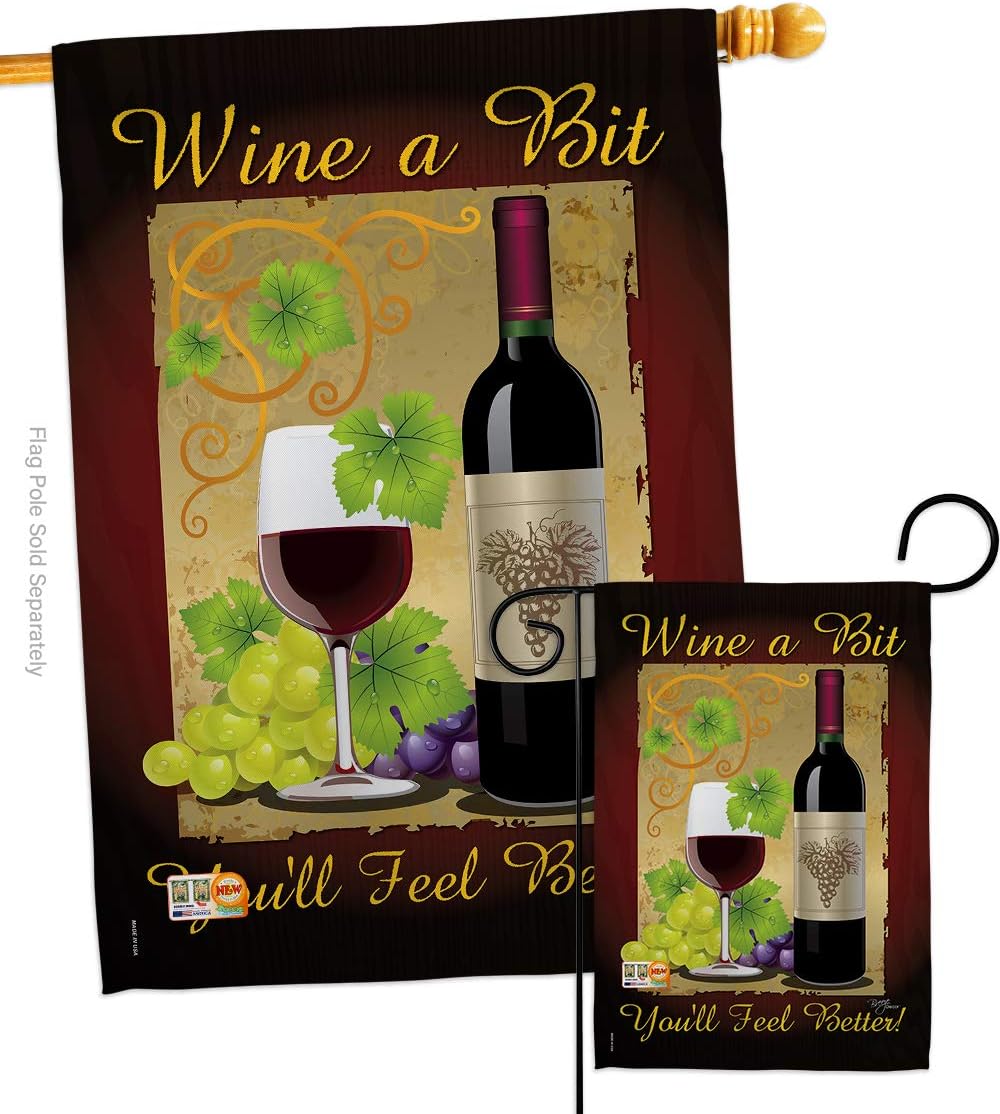 Wine a Bit Garden House Flags Set Beverages Drink Fruits Cheese Sangria White Red Rose Dessert Sparkling Small Decorative Gift Yard Banner Double-Sided Imported 28 X 40