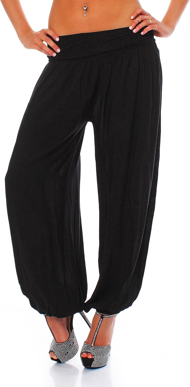 Malito - Katoenen baggy harembroek voor dames - lichte zomerbroek voor dans en ontspanning - Aladdin-stijl 1482 (één maat XS tot XL), beige, 36-44