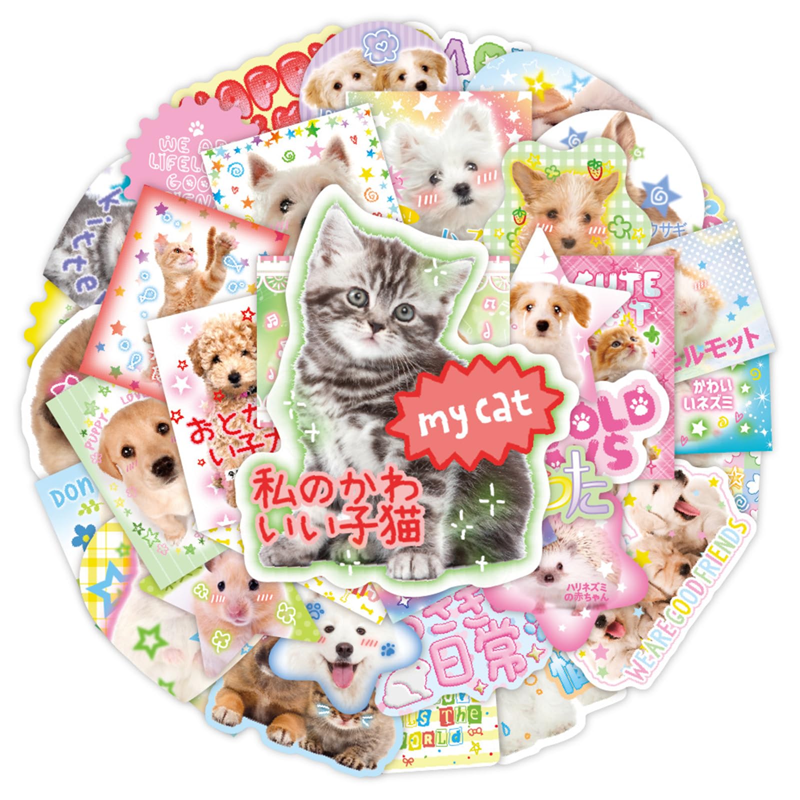 DELEBA 40Pcs Cartoon Animal Sticker Aesthetic Sticker for Water Bottle Scrapbook Journal Laptop Guitar Luggage Wrapping Sticker