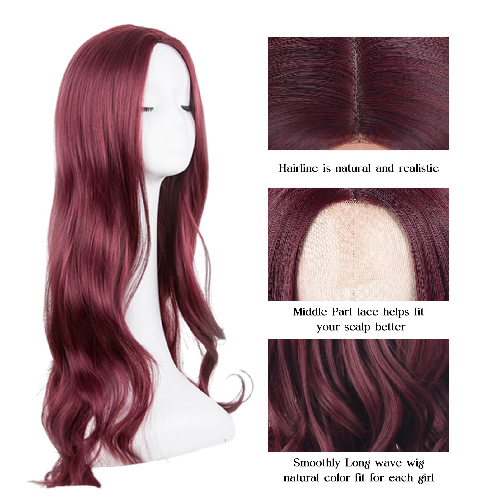 AOWVUTS Long Wave Wigs for Women Natuaral Synthetic Hair Heat Resistant Wig Ladies Fancy Dress Wig Charming Long Curly Hair Wigs Middle Part with No Bangs for Daily Party Cosplay Use - Image 2