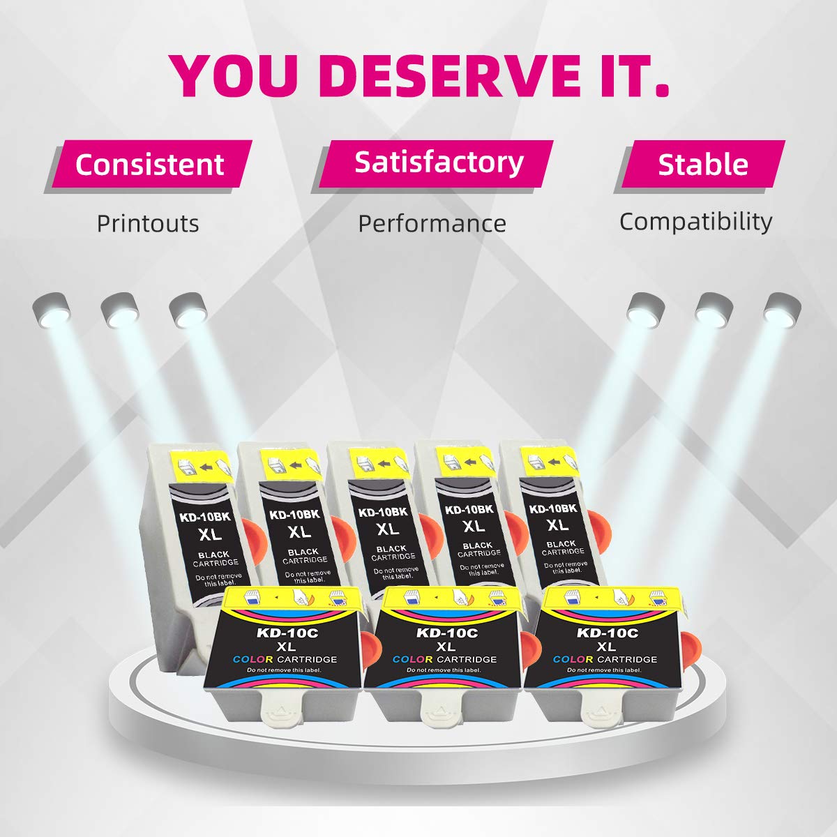 8-Pack Compatible Ink Cartridges For Kodak 10XL - Works With EasyShare ESP & Hero Series Printers