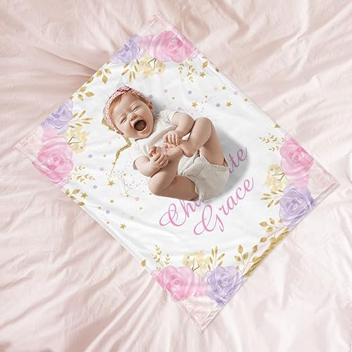 Miniatura 4 de Seamaid Mantas de bebé personalizadas para niñas, manta de bebé personalizada con nombre, regalos personalizados para bebé, manta de bebé niña para