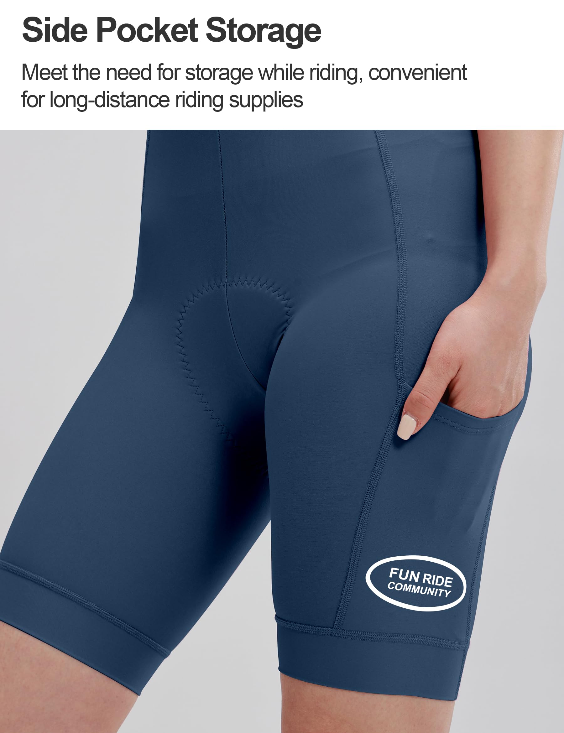 INBIKE Short de Cyclisme Femme avec Bretelles Cuissard Respirant Anti-Frottement Tissu Élastique 3D Poches Latérales pour Vélo de Route VTT Taille S-XXL