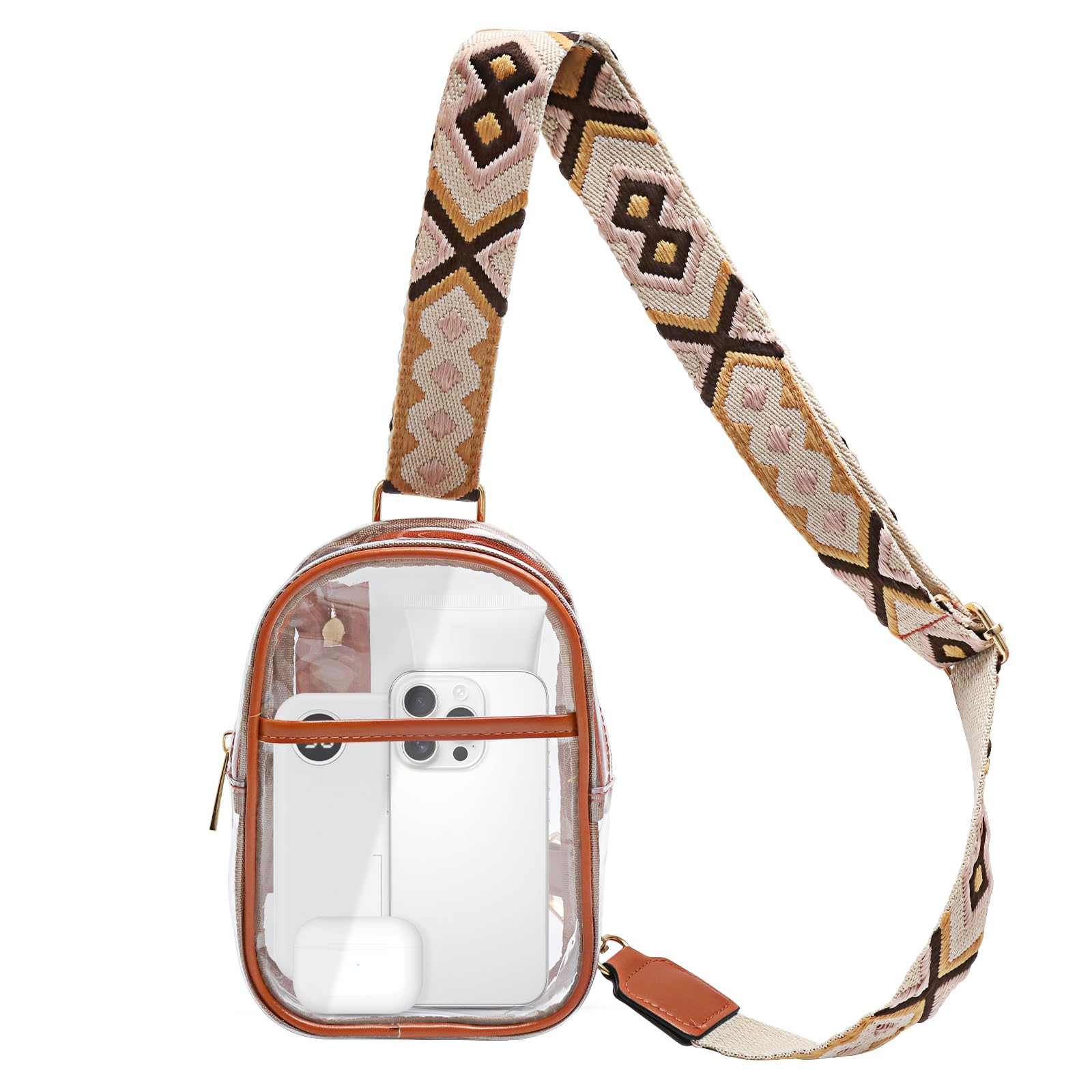 APOMOONS Bolsa Transparente PVC Impermeable de Concierto con Correa Ajustable Crossbody para Mujeres Hombres