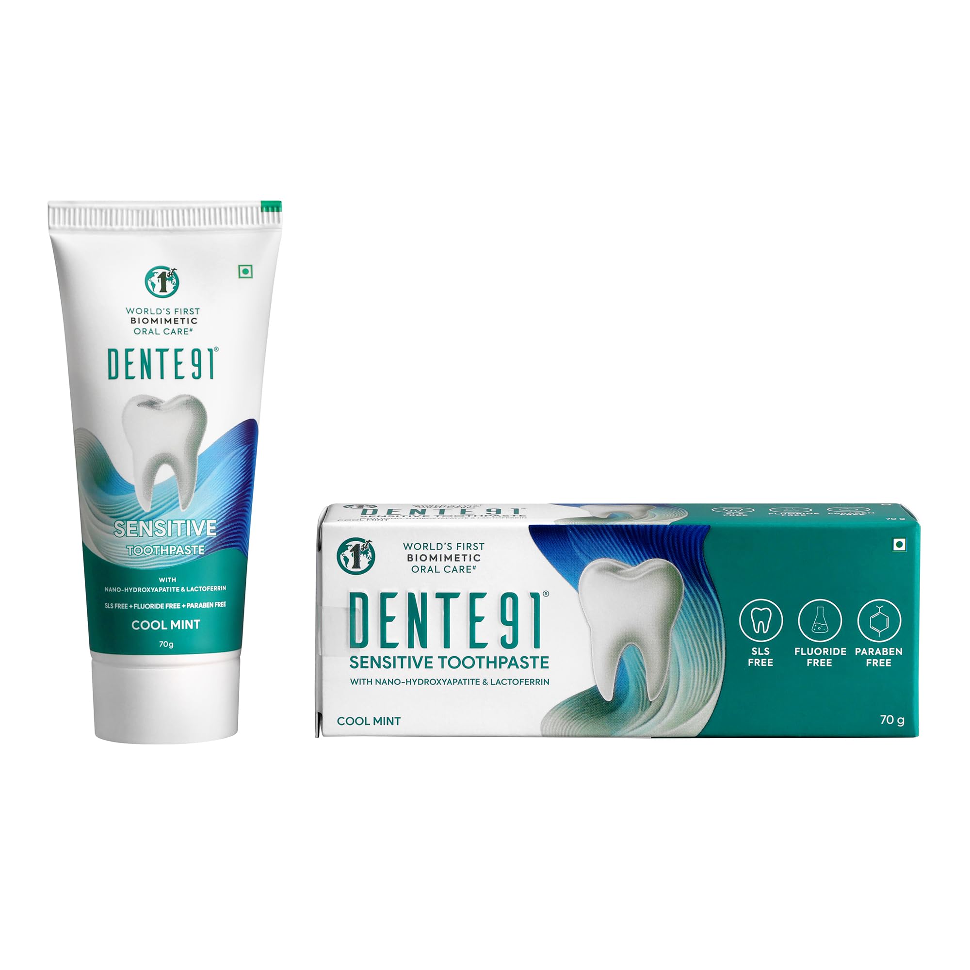Dente91 Sensitive Toothpaste, Reduces Hypersensitivity, Strengthens Enamel, Repairs Cavities, Remineralizes Teeth, SLS Free, Fluoride and Paraben Free, Pack of 1, 70gm