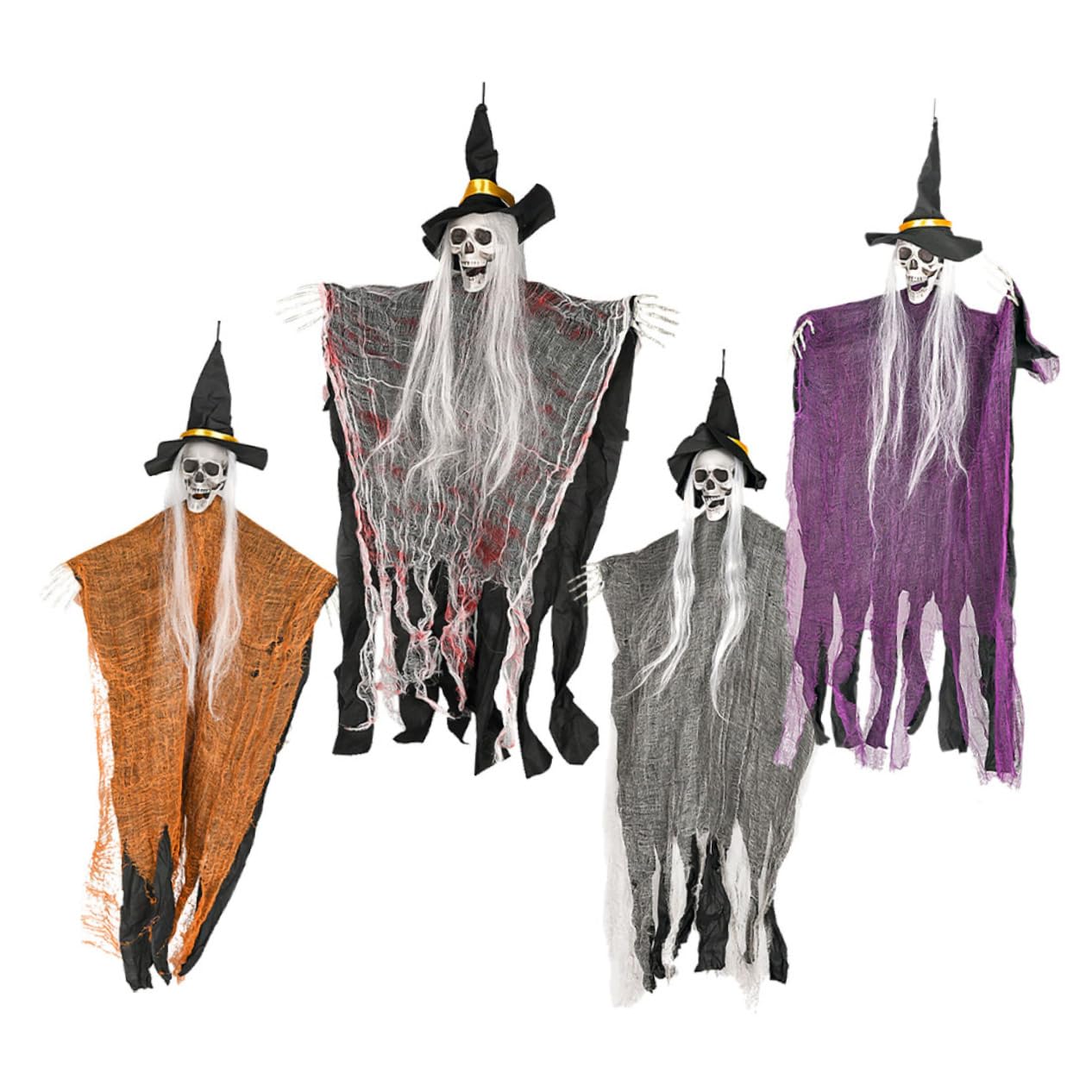 ibasenice 4 Sztuki Szkielet wiszący dekoracja duchów dekoracje szkieletu halloween wiszące ozdoby czaszki halloween wiszące dekoracje czaszki wisząca ozdoba nawiedzonego domu żelazo