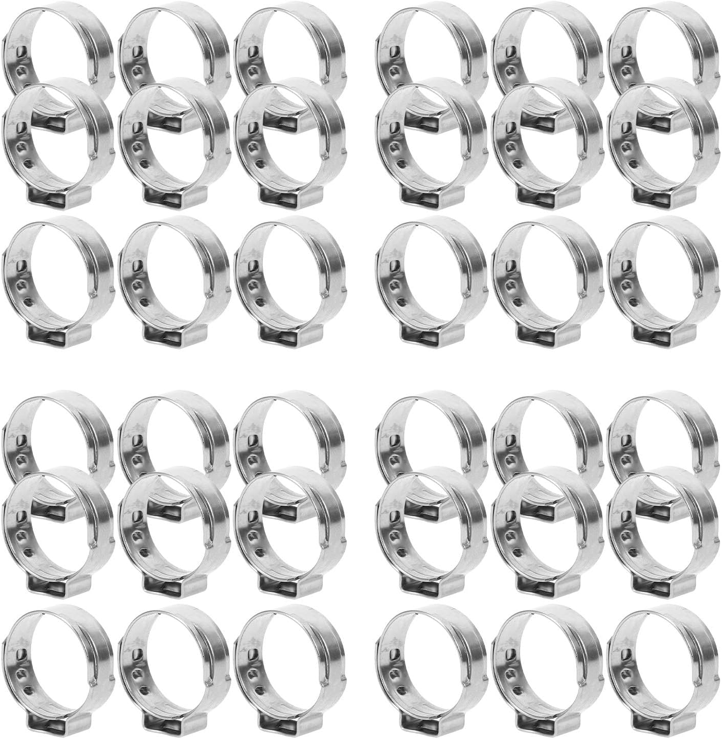100pcs 1/2 Inch Stainless Steel Tightening Hose Clamps for 15-17.5mm Pex Pipes, Sturdy Compression Band Clamps for Plumbing and Industrial Pipe Fitting Connections