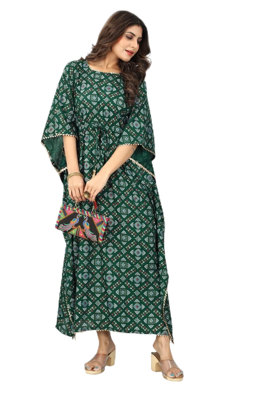 New Women Ladies Long 100% Rayon Gold Prints/Design Kaftans Printed Kimono Maxi Style Dresses Regular to Plus Size Cover UK Size Summer Dress