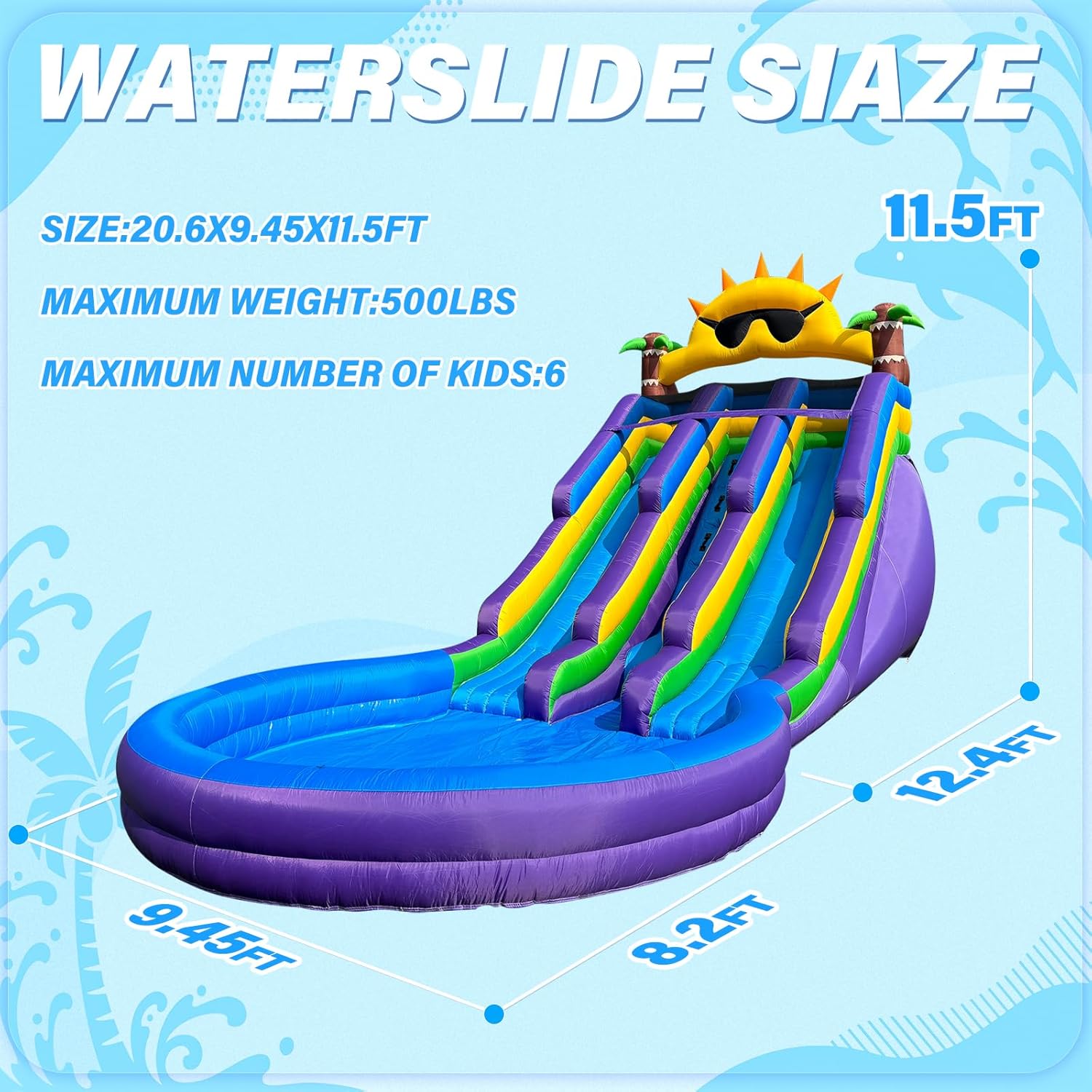 20.6FT Large Inflatable Water Slide -Double Slides with Big Water Pool,550W Blower(Enhanced Version) for Quick Inflation, Heavy-Duty Oxford/PVC, Ideal for Kids’ Backyard Outdoor Play