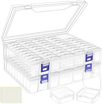 DILIBRA Bead Organizer Box, 92Pcs Small Bead Organizers and Storage | Plastic Mini Clear Storage Containers Boxes with Hinged Lid for Diamond Painting Accessories Seed Jewelry Crafts Cases