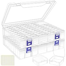 Small Pearl Storage Boxes 92-Piece Clear Plastic Storage Box Mini Diamond Painting Storage Box with Hinged Lid for Beads Jewellery Pill Organiser Storage