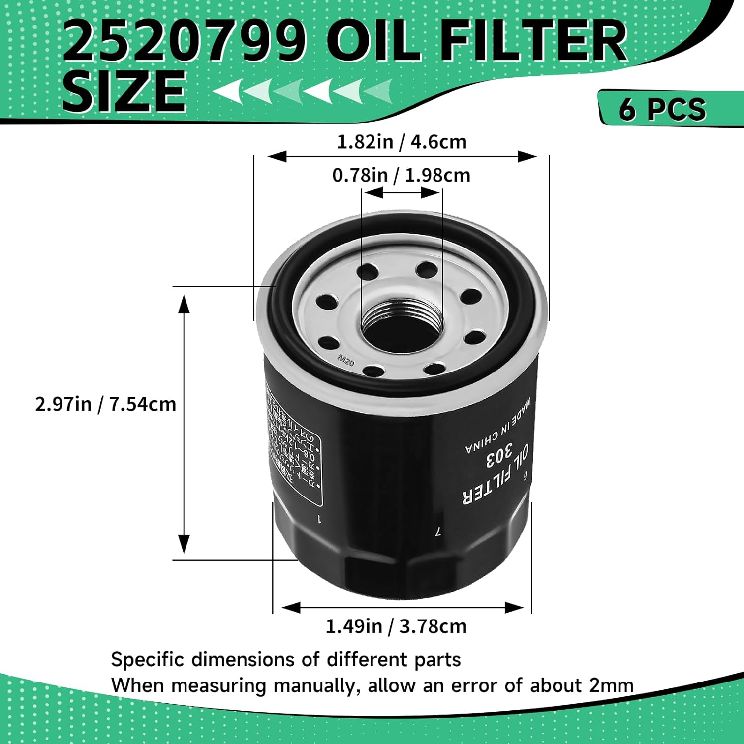 2520799 308496 Oil Filter 16097-0008 for Polaris Sportsman570 500 450 400 Ranger Hawkeye Scrambler 500 400 Magnum 330 325 ATP Trail boss Xpedition Xplorer (6Pcs）