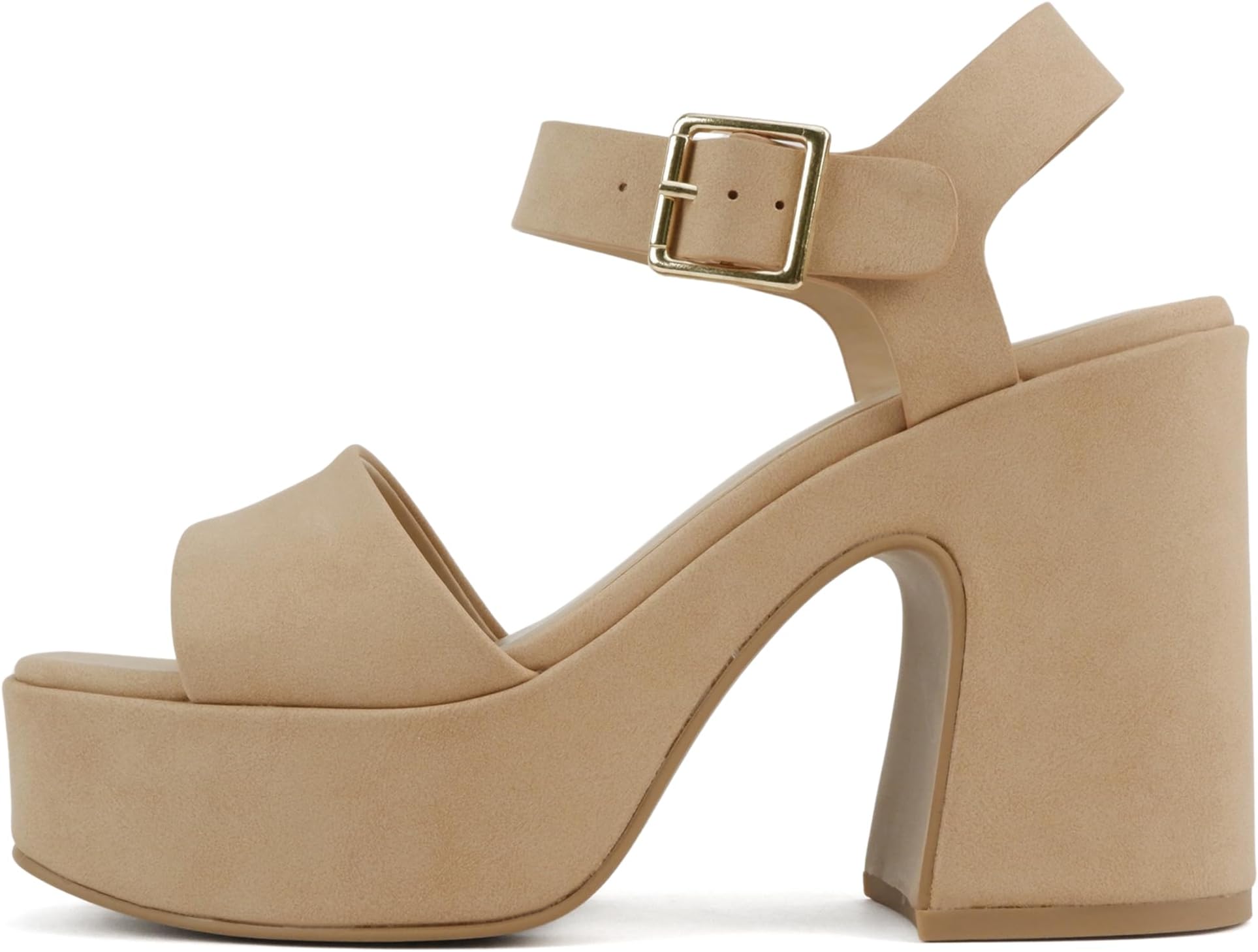 Launch ~ Women Open Toe Ankle Strap Platform Chunky High Heeled Sandal