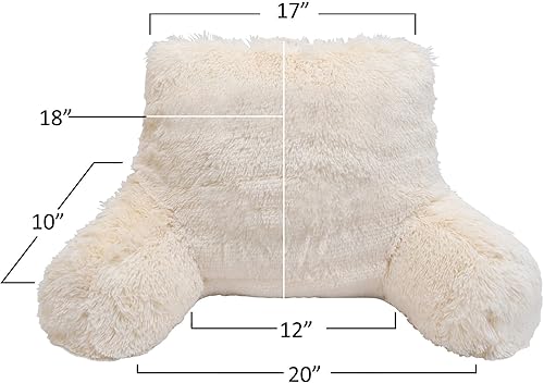 Miniatura 6 de Almohada de felpa esponjosa de piel sintética lanuda necesaria para armar el respaldo de lectura, almohada de descanso en la cama con brazos para