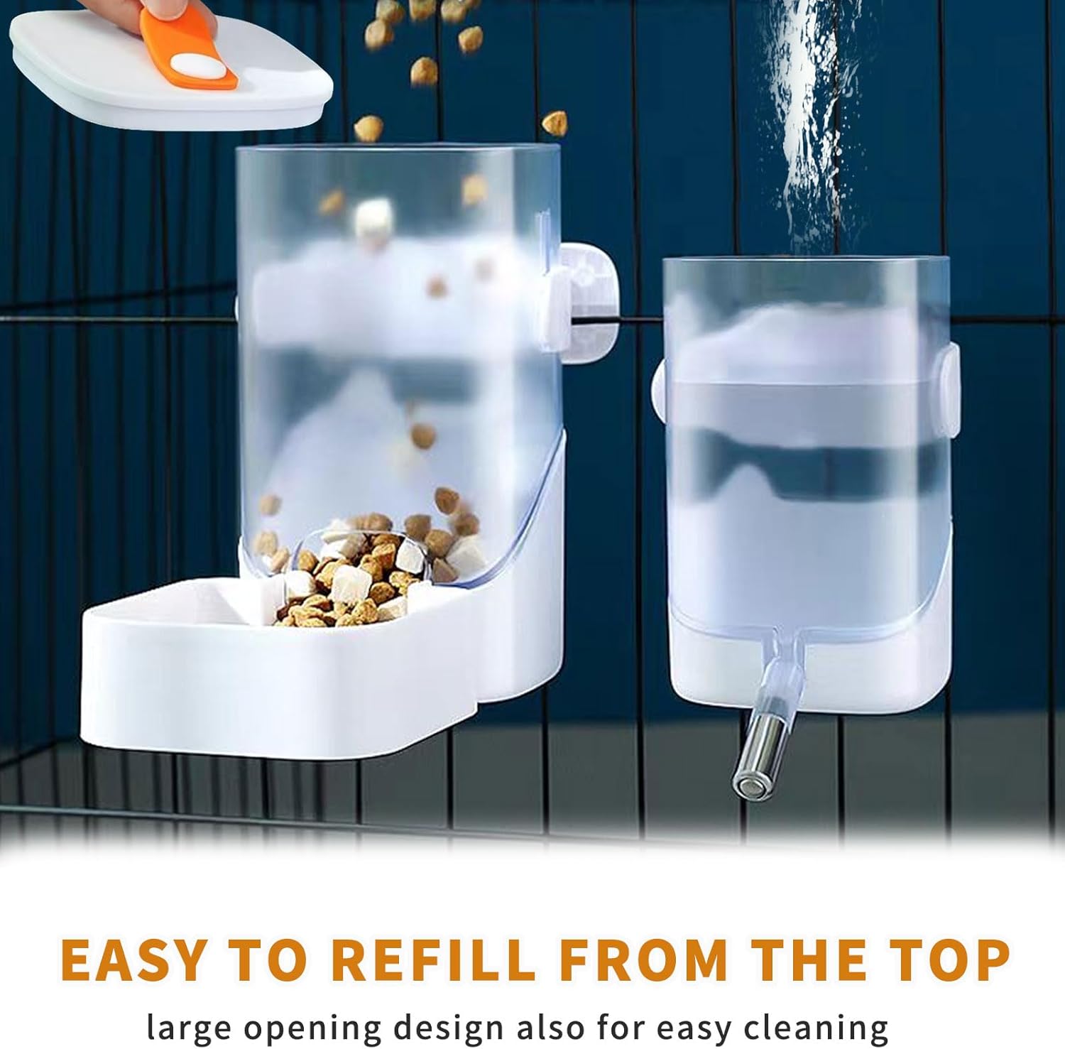 Oncpcare 34oz Automatic Rabbit Food Feeder for Cages, 24oz Bunny Water Dispenser, 2PCS Rabbit Scratch Mat Natural Bunny Scratching Pad 16x12